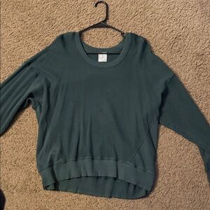 Aerie Dark Green Ribbed Knit Top